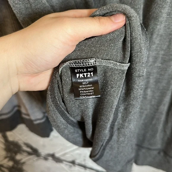 Gray and Cream Hooded Henley Shirt - Picture 6 of 7